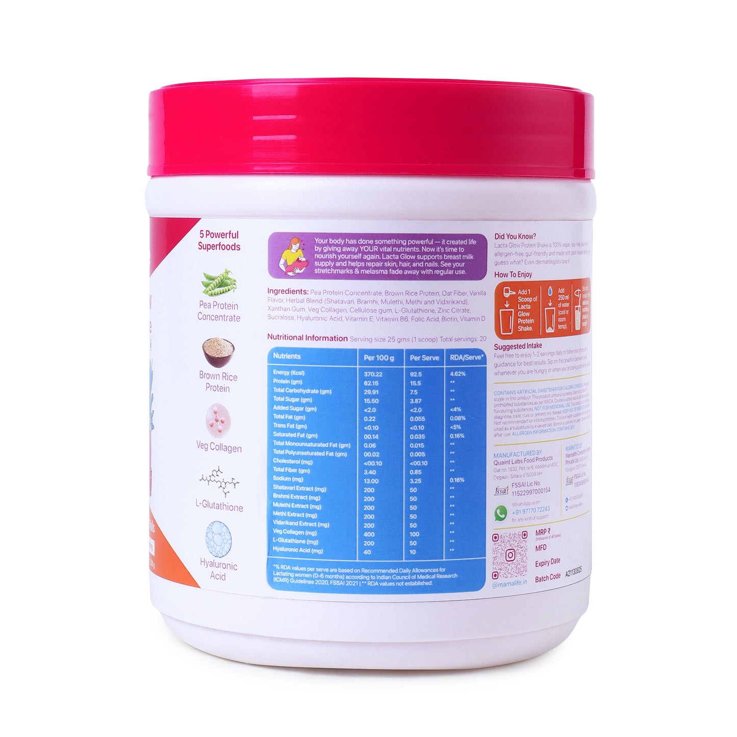 Lacta Glow Protein Shake (Stretchmark Healing + Better Lactation)